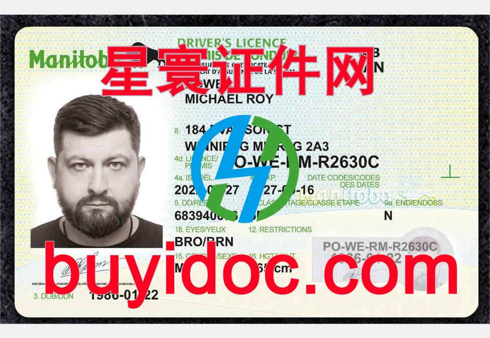 定制加拿大曼尼托巴省驾驶证